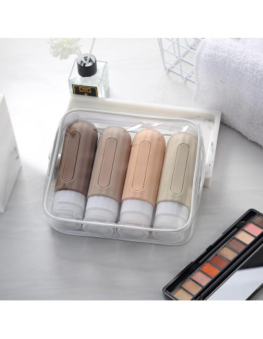 Botellas de Viaje Silicona 3oz Aprobadas por TSA - 4 Piezas