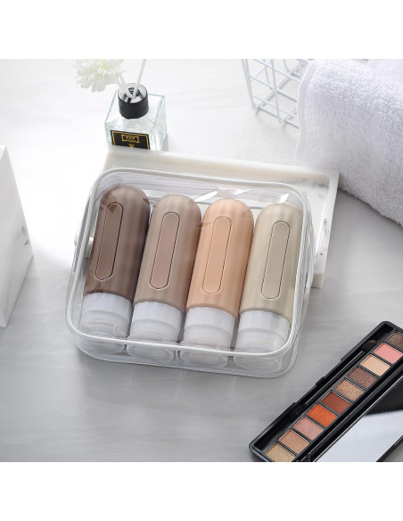 Botellas de Viaje Silicona 3oz Aprobadas por TSA - 4 Piezas