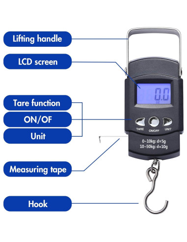 Paquete de 2 Balanzas Digitales de Pescado KABUDA 50kg LCD