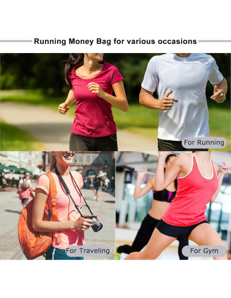 Bolsa de Cintura SUOSDEY Unisex Negra RFID Ajustable 135cm