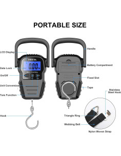 Balanza Digital Portátil HEETA 50kg Pantalla LCD Retroiluminada 2