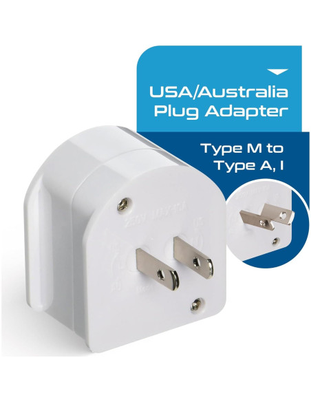 Adaptador de Enchufe Ceptics Sudáfrica a EE. UU. y Australia - Tipo M a A/I