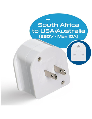 Adaptador de Enchufe Ceptics Sudáfrica a EE. UU. y Australia - Tipo M a A/I