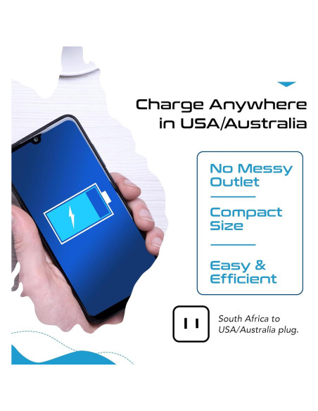 Adaptador de Enchufe Ceptics Sudáfrica a EE. UU. y Australia - Tipo M a A/I