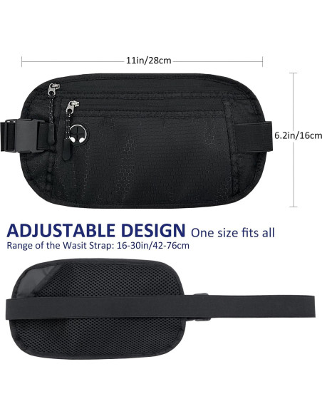 Cinturón de Dinero HOPSOOKEN Negro con Bloqueo RFID