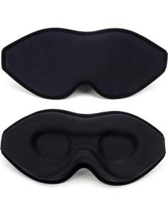 Máscara de Sueño 3D BAOOOHEE Negra, Bloqueo de Luz, Ajustable 2
