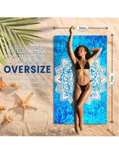 Toallas de Playa Microfibra Uisgong 71x32" 2 Piezas Tortuga Mandala 2