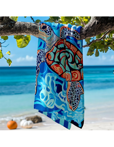 Toallas de Playa Microfibra Uisgong 71x32" 2 Piezas Tortuga Mandala