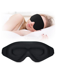 Máscara de Sueño CARFIA 3D Ajustable, 100% Oscuridad Total