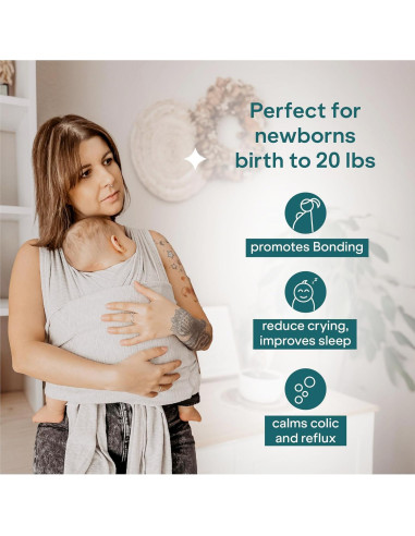 Fular Portabebés Koala Babycare Gris - Talla Única hasta 9kg