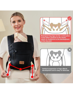 Portabebés Ergonómico Vrbabies Mejorado Negro con Cinturón 2