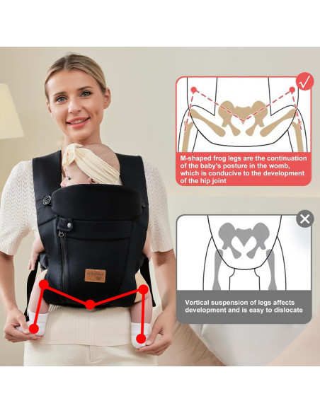 Portabebés Ergonómico Vrbabies Mejorado Negro con Cinturón