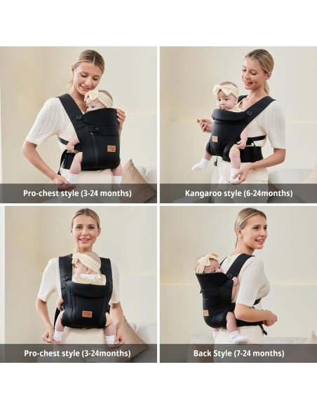 Portabebés Ergonómico Vrbabies Mejorado Negro con Cinturón