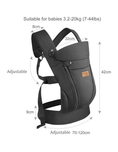 Portabebés Ergonómico Vrbabies Mejorado Negro con Cinturón