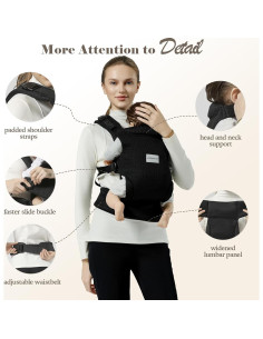 Portabebés Ergonómico Misswisdom Negro 3-14 kg Ajustable 2