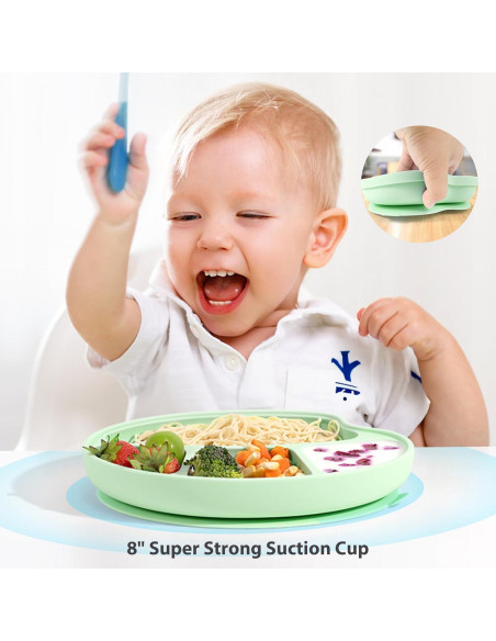 Plato de Succión para Bebés Li & Zhao Verde 23.8x18.9 cm
