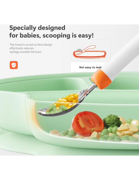 Plato de Succión para Bebés Li & Zhao Verde 23.8x18.9 cm