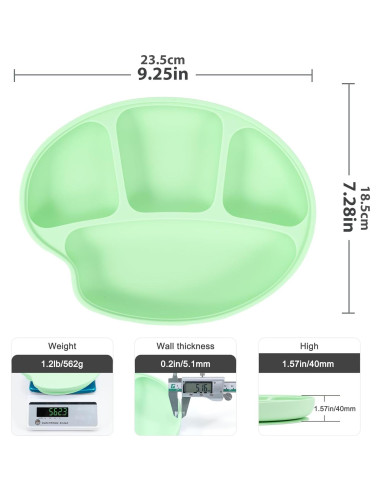 Plato de Succión para Bebés Li & Zhao Verde 23.8x18.9 cm
