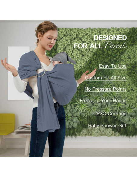 Fular de Anillo para Bebé Azul 3-15.9 kg Algodón