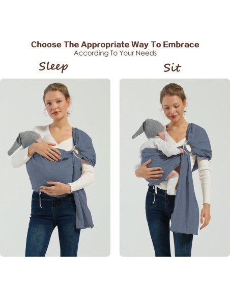 Fular de Anillo para Bebé Azul 3-15.9 kg Algodón