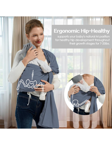 Fular de Anillo para Bebé Azul 3-15.9 kg Algodón