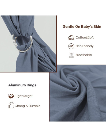 Fular de Anillo para Bebé Azul 3-15.9 kg Algodón