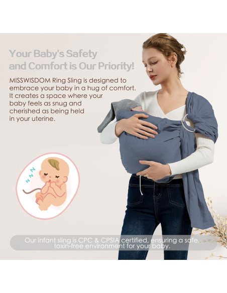 Fular de Anillo para Bebé Azul 3-15.9 kg Algodón