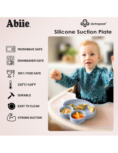 Plato de Silicona Abiie Octopod Frog Rosa Lavanda 3 Compartimentos