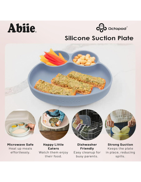 Plato de Silicona Abiie Octopod Frog Rosa Lavanda 3 Compartimentos