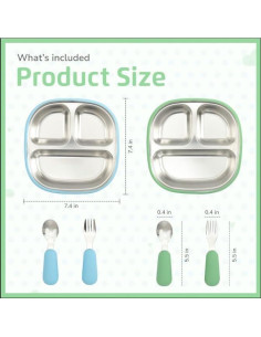 Set de Alimentación LYA para Bebés - Platos de Acero Inoxidable con Ventosas 2