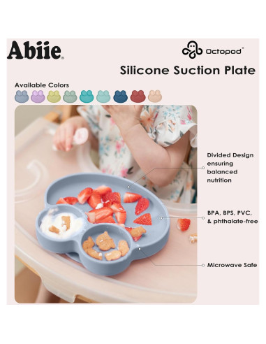 Plato de Silicona Abiie Octopod Frog Rosa Lavanda 3 Compartimentos