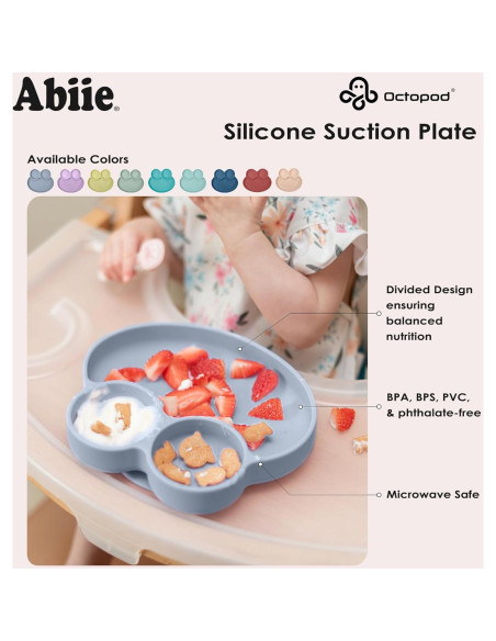 Plato de Silicona Abiie Octopod Frog Rosa Lavanda 3 Compartimentos