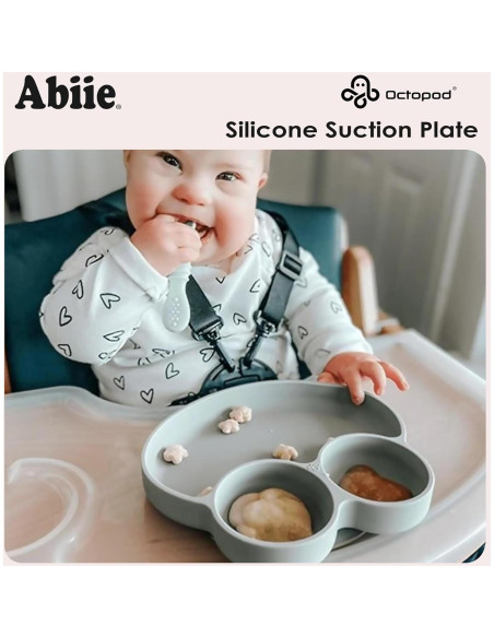 Plato de Silicona Abiie Octopod Frog Rosa Lavanda 3 Compartimentos