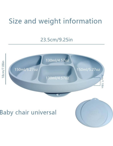 Plato de Silicona para Bebé CHICMORE Azul Apto Microondas