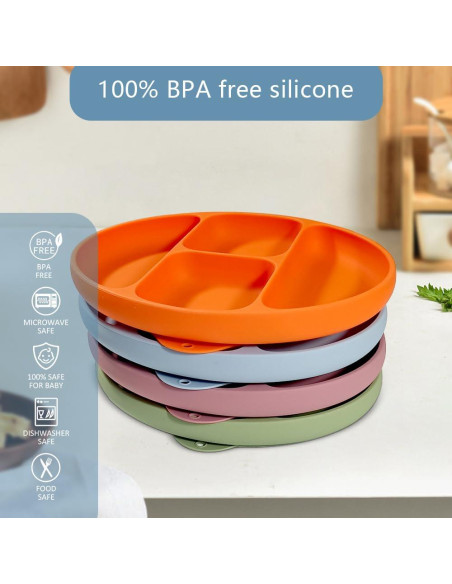 Plato de Silicona para Bebé CHICMORE Azul Apto Microondas