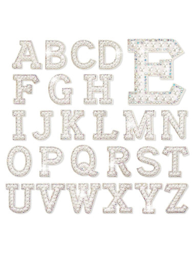 Parches de Letras de Perlas Chuangdi 26 Pcs 4.7 cm Blanco