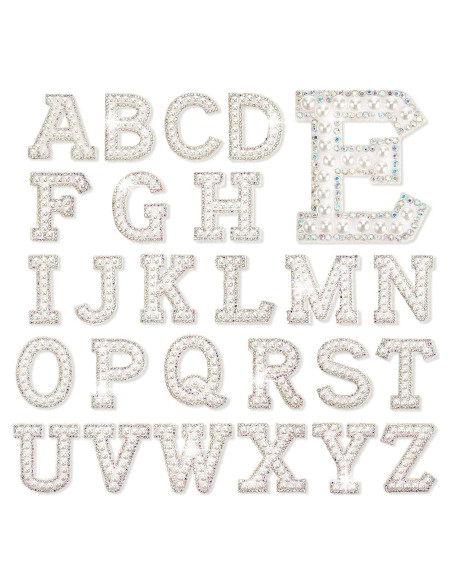 Parches de Letras de Perlas Chuangdi 26 Pcs 4.7 cm Blanco
