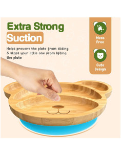Plato de Bambú para Bebés Esenciales de Linda - Oso Azul 23.1x18cm 2
