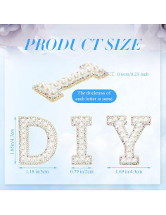 Parches de Letras de Perlas Chuangdi 26 Pcs 4.7 cm Blanco 2