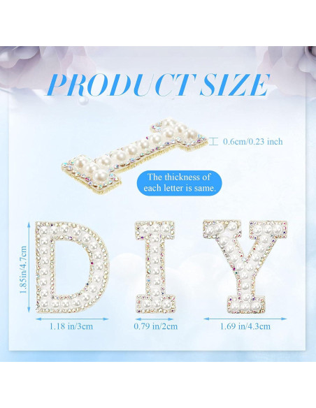 Parches de Letras de Perlas Chuangdi 26 Pcs 4.7 cm Blanco