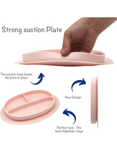 Plato de Succión de Silicona Kcuina Rosa para Bebés 1 Cuenta 2