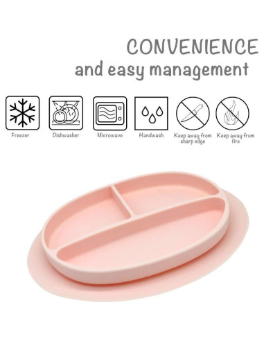 Plato de Succión de Silicona Kcuina Rosa para Bebés 1 Cuenta