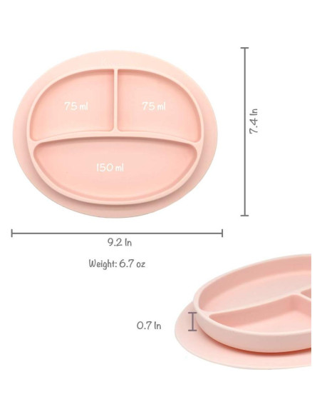 Plato de Succión de Silicona Kcuina Rosa para Bebés 1 Cuenta
