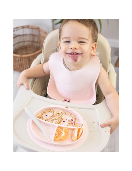 Plato de Succión de Silicona Kcuina Rosa para Bebés 1 Cuenta