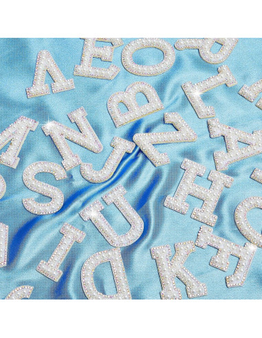 Parches de Letras de Perlas Chuangdi 26 Pcs 4.7 cm Blanco