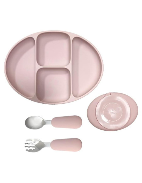Plato Dividido de Silicona CHICMORE para Bebés Rosa 23.5x18 cm