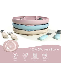 Plato Dividido de Silicona CHICMORE para Bebés Rosa 23.5x18 cm 2