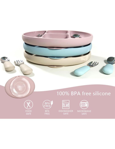 Plato Dividido de Silicona CHICMORE para Bebés Rosa 23.5x18 cm