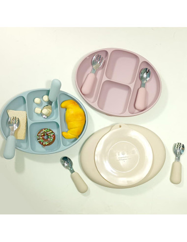 Plato Dividido de Silicona CHICMORE para Bebés Rosa 23.5x18 cm