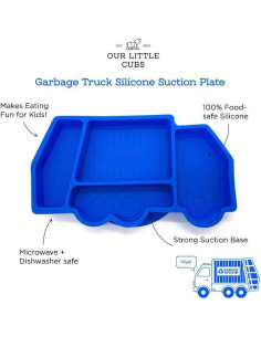 Plato de Succión para Bebés Our Little Cubs - Camión de Basura Azul 2